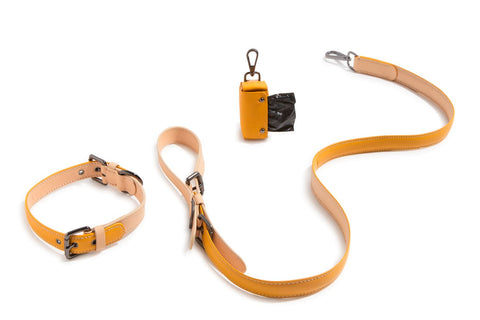 VOLDOG Collar de cuero Mostaza CoLAB