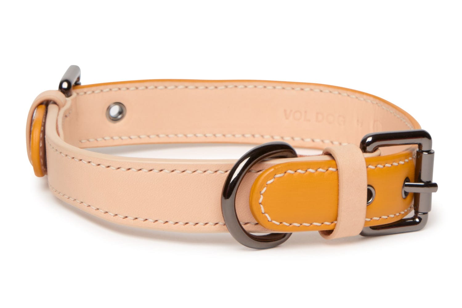 Mustard leather dog store collar